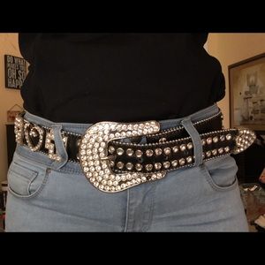 Black Bedazzled Western Belt